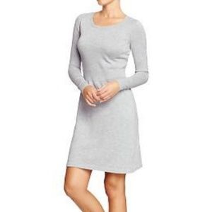Rib-waisted Grey Sweater Dress